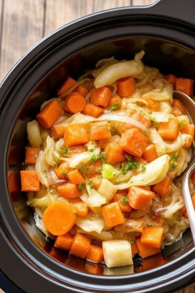 Crockpot Cabbage with Carrots and Onions