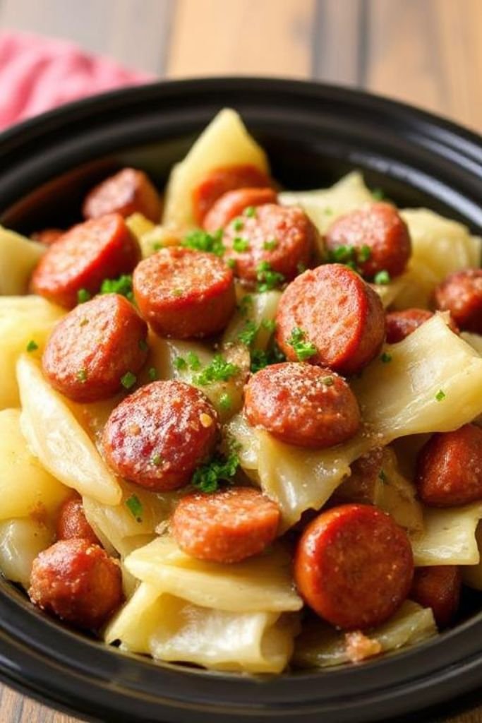 Crockpot Cabbage with Smoked Sausage