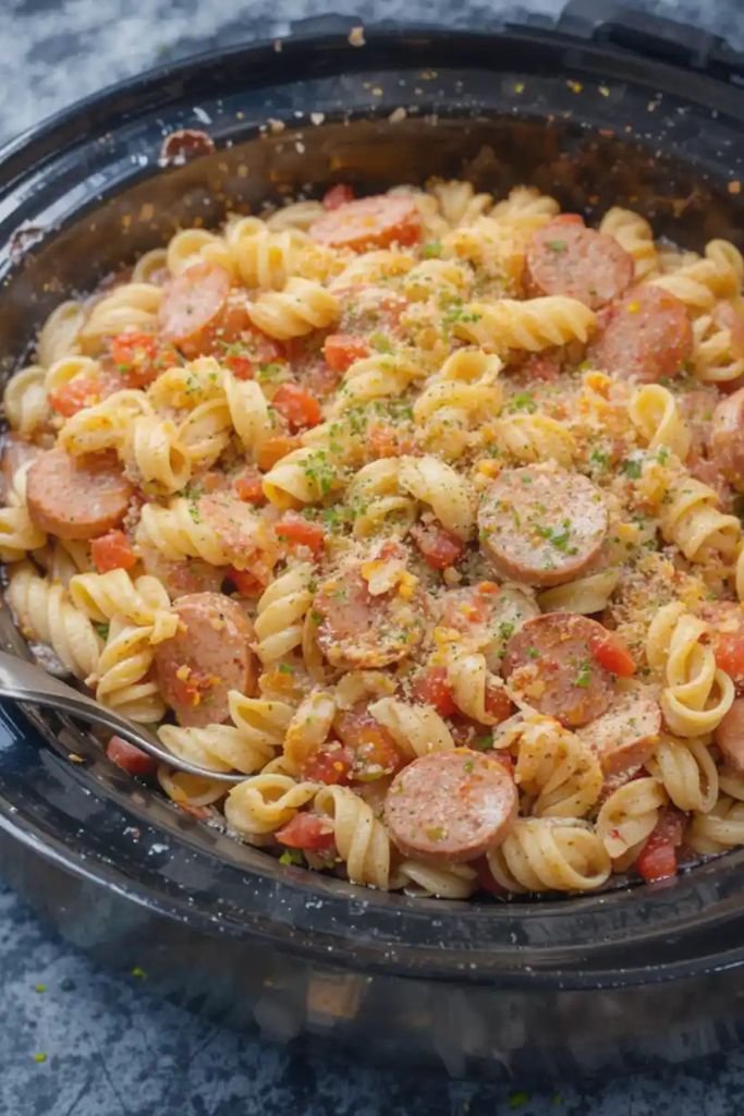 Crockpot Smoked Sausage with Pasta